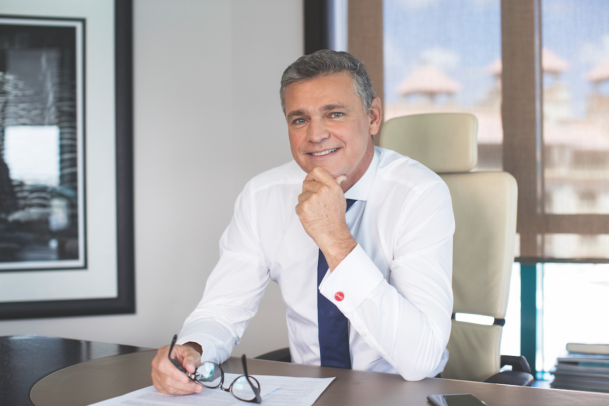 Arnaud Lagesse, Group CEO of IBL Together, seated at his desk in his Mauritius office